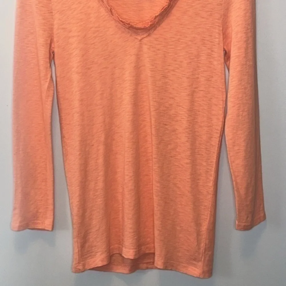 J.Crew Orange 3/4 Sleeve/ Ruffled‎ V-Neck/Blouse/ Size Medium 